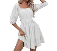 Elegante abito da donna con maniche e orlo a fascia per occasioni festive, taglio lungo al ginocchio, abito gotico a maniche lunghe con motivo floreale, tessuto morbido e fluido, perfetto per le cene
