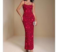 Elegante abito da donna con paillettes metallizzate e lucenti, colore bordeaux, adatto per feste e inverno, outfit elegante da signora per Capodanno SHEIN X Glamance SHEIN X potenzia la creatività for
