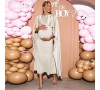 Elegante abito da maternità per feste, tinta unita, con maniche a mantella, vestito per rivelazione del sesso, abito da maternità per festa di nascità L,M,S,XL,XXLColore unicoTessuto in maglia