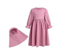 Elegante abito da preghiera a maniche lunghe con sciarpa e hijab per ragazze musulmane, per bambine e bambini. (2-3 Years)