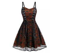Elegante abito da sera con copertura trasparente sottolineato per occasioni formali, senza spalline, con gonna fluida che lusinghiera la figura, Colore: arancione., S