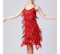 Elegante abito da sera con paillettes progettato per le donne che amano brillare sulla pista da ballo durante eventi sociali o riunioni (L rosso)