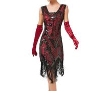 Elegante abito da sera da donna, con spalline scoperte, effetto avvolgente, per occasioni festive, Colore: rosso, XXL