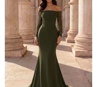 Elegante abito da sera, stile sofisticato da signora, abito lungo aderente di alta qualità per banchetto L,M,S,XL,XSColore unicoTessuto intrecciato