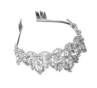 Elegante abito da sposa da principessa con pettine per capelli e fascia con corona di cristallo, per matrimoni, balli, feste, per donne, ragazze, damigelle d'onore, ragazze con fiori, Height 5.5*37cm