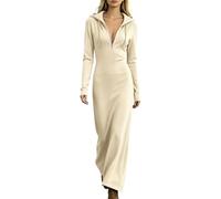 Elegante Abito Estivo Aderente in Stile Francese con Maniche Lunghe e Gonna | Vestiti Eleganti Per Donne Anziane Abito Dietro Palazzo Un Pancia Anziane Mondo Morbide Coreano Grande Quarantenni