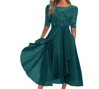 Elegante abito formale in pizzo con maniche a 3/4, elegante abito per la madre della sposa, elegante abito da cocktail slim fit, perfetto per matrimoni, cerimonie, banchetti, cene e occasioni formali