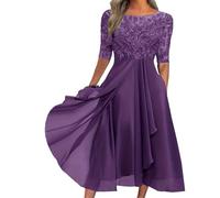 Elegante abito formale in pizzo con maniche a 3/4, elegante abito per la madre della sposa, elegante abito da cocktail slim fit, perfetto per matrimoni, cerimonie, banchetti, cene e occasioni formali
