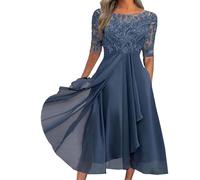 Elegante abito formale in pizzo con maniche a 3/4, elegante abito per la madre della sposa, elegante abito da cocktail slim fit, perfetto per matrimoni, cerimonie, banchetti, cene e occasioni formali