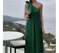 Elegante abito lungo asimmetrico senza maniche di colore unito, abito da sera grazioso da donna, adatto per il ritorno a scuola in estate L,M,S,XL,XXLTessuto intrecciato