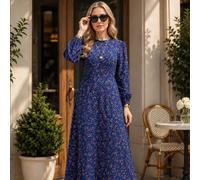 Elegante abito lungo con motivo floreale e maniche lunghe - Comodo abito maxi per uso quotidiano Abbraccia un'eleganza senza tempo e un comfort impareggiabileRinnova il tuo guardaroba con questo splen