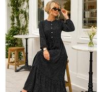 Elegante abito lungo con motivo floreale e maniche lunghe - Comodo abito maxi per uso quotidiano Abbraccia un'eleganza senza tempo e un comfort impareggiabileRinnova il tuo guardaroba con questo splen