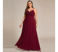 Elegante abito lungo da damigella d'onore con scollo a V e davanti plissettato in bordeaux, abito da sera per festa estiva in resort, matrimonio, ballo di fine anno, primavera e autunno 0XL,1XL,2XL,3X