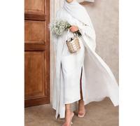 Elegante abito lungo e ampio in chiffon da donna, stile abaya araba, kimono cardigan, maniche a pipistrello, senza hijab e senza interno, spedizione rapida, colore bianco, per la primavera L,M,S,XL,XX