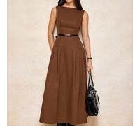 Elegante abito lungo senza maniche, vita stretta, vita bassa, plissettato, da donna, elegante per feste, stile old money SHEIN X House of One SHEIN X potenzia la creatività fornendo a stilisti, artist