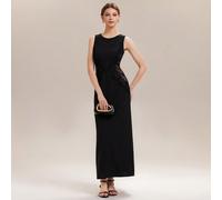 Elegante abito nero da madre della sposa con pannelli in pizzo illusione, senza maniche, abito lungo a colonna per ospite di matrimonio, evento formale serale, semi formale L,M,S,XL,XS,XXLColore unico