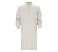 Elegante abito Thobe a maniche lunghe in stile tradizionale arabo, top a tunica casual, comodo da indossare tutti i giorni, beige., S