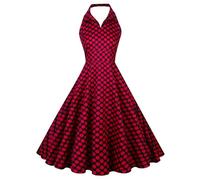 Elegante abito vintage rockabilly da donna stile anni '50, abito swing a pois per feste retrò, costumi, abito cinematografico, abito da donna nero a maniche lunghe, Nero , L