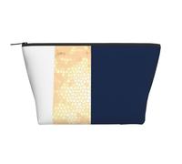 Elegante accento di strisce bianche blu navy finte dorate, Borsa da toilette Borsa per trucco Borsa per cosmetici Borsa da toilette da viaggio portatile