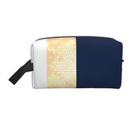 Elegante accento di strisce bianche blu navy finte dorate, Borsa per il trucco Borsa per cosmetici Borsa da viaggio portatile da viaggio Borsa per trucco Organizer