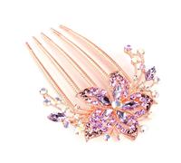 Elegante accessorio da sposa: pettini con gemme e strass dal design floreale squisito, accessori per capelli alla moda con strass in lega pe