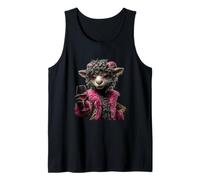 Elegante Agnello Ritratto Moda Pecora Vino Vetro Grafico Fattoria Canotta