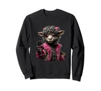 Elegante Agnello Ritratto Moda Pecora Vino Vetro Grafico Fattoria Felpa