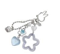 Elegante anello a forma di stella con finitura gialla vivace, accessorio per borsa per l'organizzazione quotidiana della catena con ciondolo, Blu