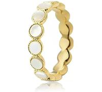 Elegante anello placcato oro con intarsio di perle, gioiello leggero da donna, disponibile nelle taglie 6/7/8, vestibilità comoda per tutti i giorni e occasioni speciali