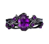 Elegante anello vintage con gemme e rami di rosa nera, design classico, gioielli da sposa in misure alternative, ramo vintage regolabile, Misura unica, come descritto, come descritto