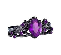 Elegante anello vintage con gemme e rami di rosa nera, design classico, gioielli da sposa in misure alternative, ramo vintage regolabile, Misura unica, come descritto, come descritto