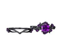 Elegante anello vintage con gemme e rami di rosa nera, design classico, gioielli da sposa in misure alternative, ramo vintage regolabile, Misura unica, come descritto, come descritto