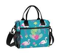 Elegante Animal Flamingo Pesca Borsa Pranzo Riutilizzabile con Portabottiglie con Tracolla Lunch Box per le Donne per la Scuola bolso para Pranzo Mujer
