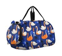 Elegante animale cigno colorato e blu del ragazzo palestra Duffel Bag con scomparto scarpe grande capacità Weekender pernottamento borsa da viaggio per sport di viaggio Weekender bolsos de viaje para