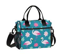 Elegante Animale Fenicottero Pesca Teal Robusto Lunch Boxes Donne con Tracolla Borsa Pranzo per Gli Uomini Lavoro per College bolsas termicas para comida