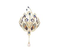 Elegante animale uccello spilla pin perle imitazione fili multicolore lega gioielli pin per le donne moda animale spilla con perle frangia