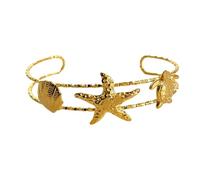 Elegante aperto Ended Beachy Stelle Marine Shell Sole In Acciaio Inox Braccialetto Regolabile Per L'usura Di Tutti I Giorni Regolabile Apribile Braccialetto Per Le Donne, Misura unica, come descritto
