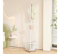 Elegante appendiabiti bianco con 6 ganci, design autoportante, in acciaio al carbonio, perfetto per camera da letto, corridoio, ingresso, ufficio, soluzione di archiviazione
