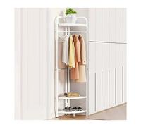 Elegante appendiabiti in metallo con 3 ripiani e 4 ganci. Appendiabiti angolare per ingresso, camera da letto, soggiorno, include 2 grucce per pantaloni, nero, 37 x 37 x 174 cm