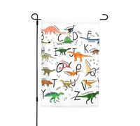 Elegante apprendimento alfabeti con stampa dinosauri bandiere da giardino resistenti allo sbiadimento bandiera per tutte le stagioni decorazione cortile esterno per portici