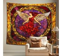Elegante arazzo con angelo rosso, vetrate decorative da appendere alla parete, arazzi estetici per camera da letto autunnale soggiorno decorazione per la casa, 150 x 50 cm