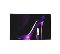 Elegante arazzo orizzontale con tacco alto viola stampato rossetto, resistente per interni ed esterni, per fraternità e festival