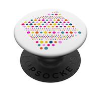 Elegante Arcobaleno Colore Polka Dot Astratto Bianco Forme Mania PopSockets PopGrip Adesivo