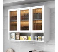 Elegante armadietto per medicinali in legno con 2 ante in vetro, organizer per bagno, cucina e camera da letto, espositore salvaspazio e soluzione dispensa