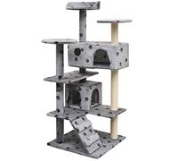 Elegante armadio armadio per gatti, 125 cm, con stampa a zampe, grigio, robusto armadio per camera da letto, spogliatoio