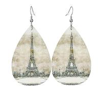 Elegante Art Torre Eiffel Orecchini in pelle con motivo a cielo blu per le donne Ciondola l'orecchino con pendente a goccia con gancio Regali per ragazza adulta