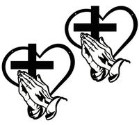 Elegante Arte Murale in Metallo con Cuore E Croce Cristiana, Sculture da Parete con Croce di Mani in Preghiera, Elegante Arte Murale in Metallo con Croce E Cuore, Scritture(2pcs)