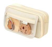 Elegante astuccio Capybara in tela con cerniera grande capacità, borsa multiuso per trucchi e articoli da toeletta per viaggi, arte e organizzazione (motivo caffè, Beige, Design Capibara alla moda