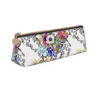 Elegante astuccio con stampa di fiori selvatici, uccelli, foglie e rami, grande capacità, 20,3 x 5,6 x 6,1 cm, astuccio triangolare per tutti i giorni