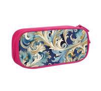 Elegante astuccio fiorentino blu oro, astuccio con cerniera, astuccio portatile, grande borsa per cancelleria scolastica, borsa per trucchi, rosa, Taglia unica, Beauty Case